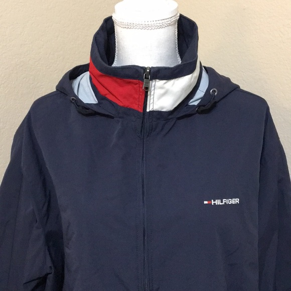Tommy Hilfiger Blue and Red Windbreaker Jacket - Picture 2 of 7